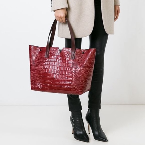 Vince Handbags - Vince Signature V Crocodile Embossed Tote